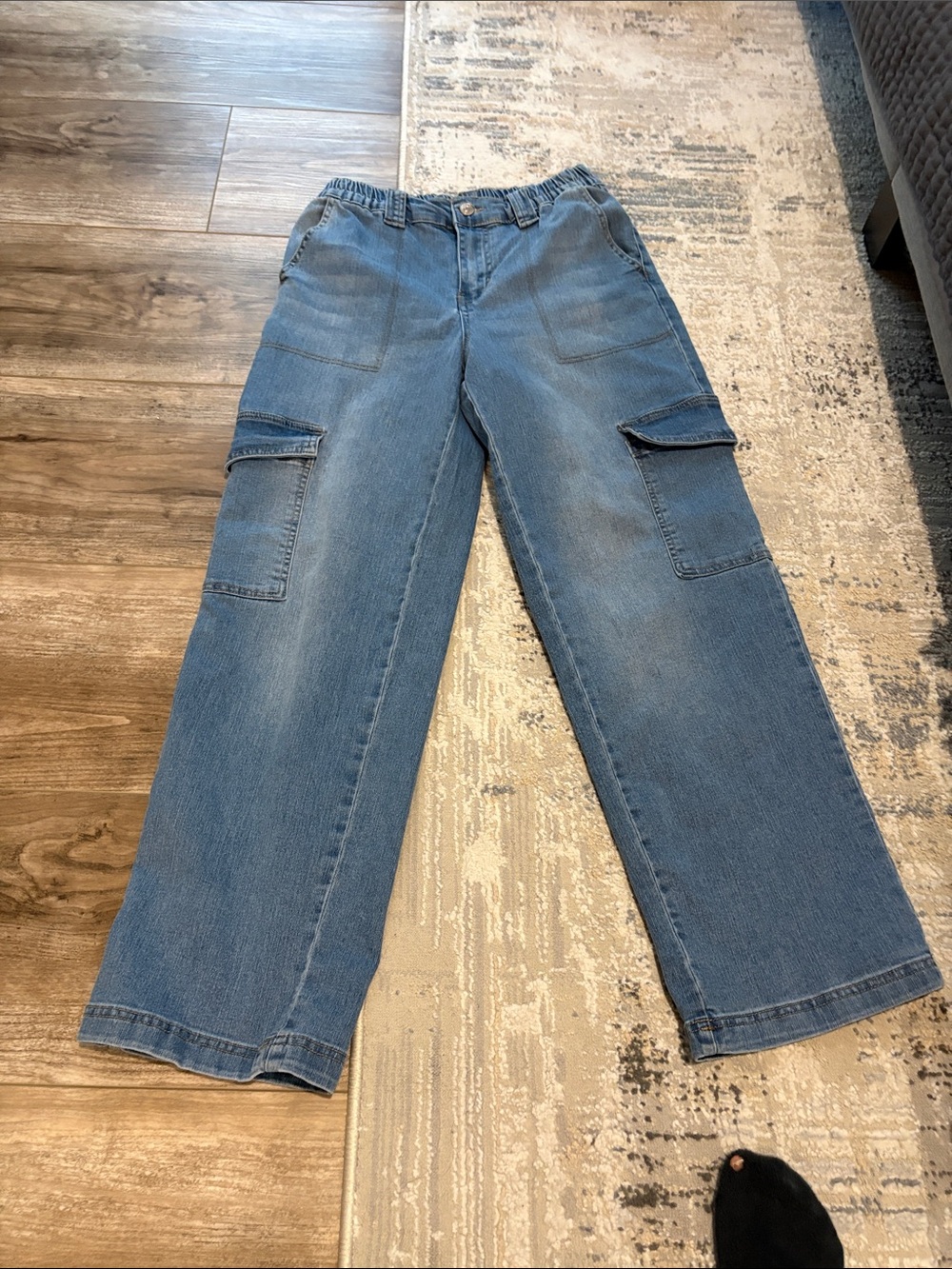 Madden Girl Light Blue Straight-Leg Cargo Jeans